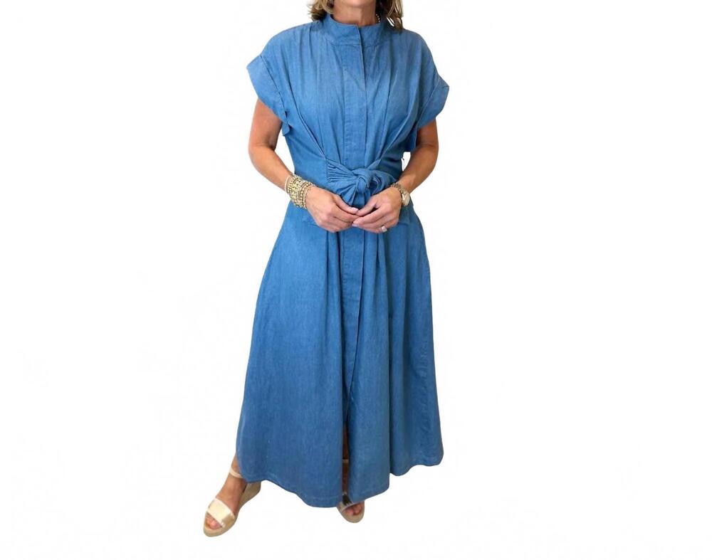 NEW APNY tie front midi dress in indigo